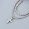 Fashionable Stainless Steel Creative Double-Layer Mixed Chain Hanging Cross Pendant Men's Necklace Accessories
