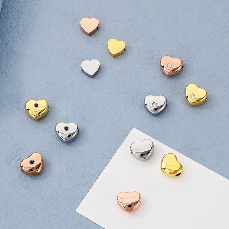 Stainless Steel Heart-Shaped Diamond Studded DIY Jewelry Accessories
