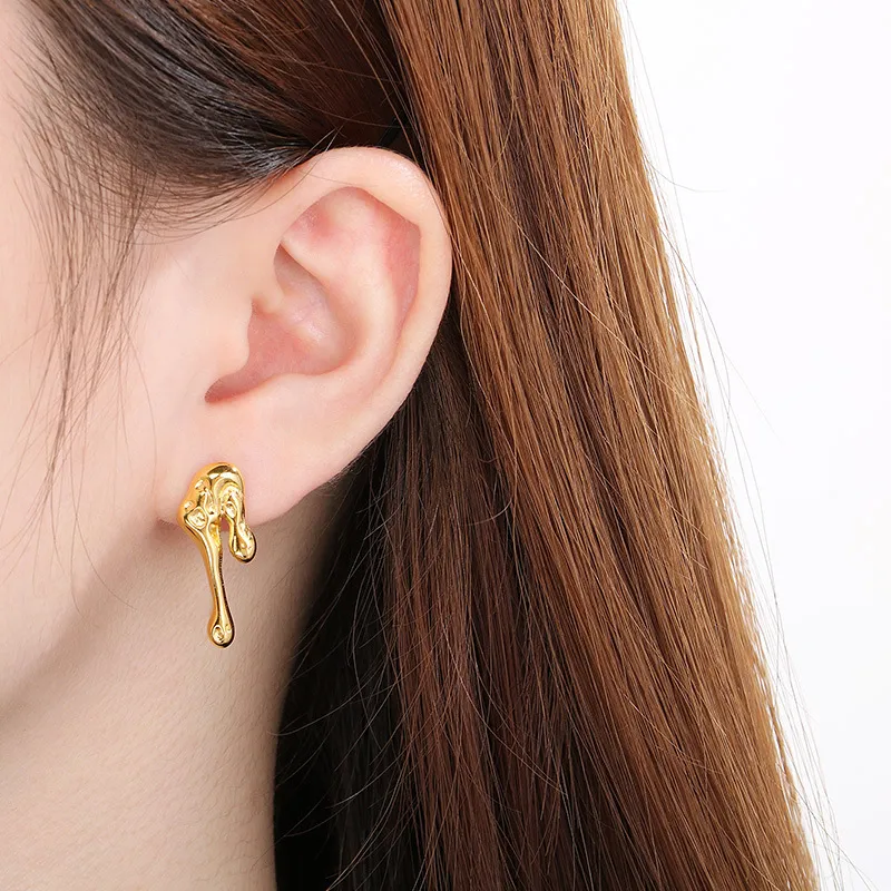 Fashionable Stainless Steel Multi Style Hollow Geometric Irregular Temperament Girl Earrings Jewelry Wholesale