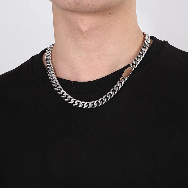 Instagram Trendy Hip-Hop Minimalist Jewelry Stainless Steel Cuban Chain Men's Necklace
