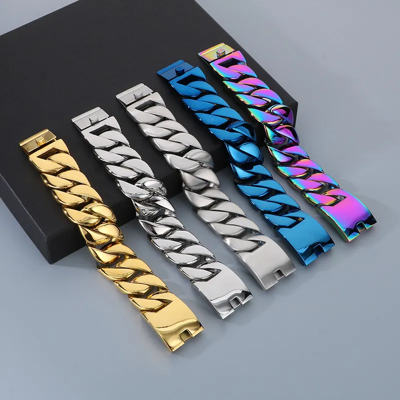 Hot Selling Trend 31mm Chain Gold Plated Stainless Steel Necklace Bracelet Sets