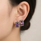 European and American Style Glass Ear Clips Stainless Steel Earrings for Women