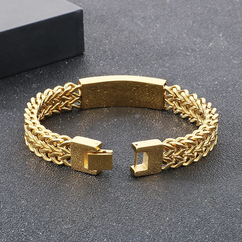Fashion Tiger Eye Stone Rhinestones Inlaid Mens Bracelets Stainless Steel Chain Bracelets