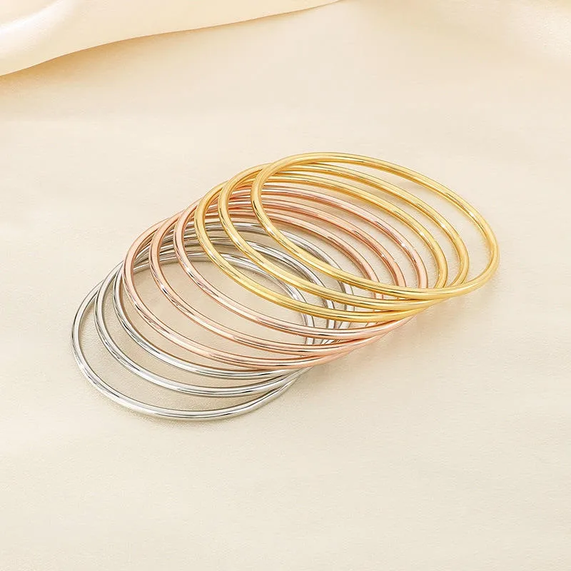 Wholesale Classic Circle Gold Plated 3mm Thin Round Hoop Stack Bangle Bracelet