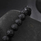 Fashion Punk Stainless Steel Skeleton Buddhist Volcanic Rock Beaded Bracelet