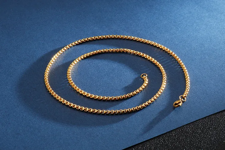 Square Pearl Chain Stainless Steel Polished Electroplated Single Chain Men's Necklace Versatile Accessory