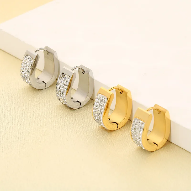 Stainless Steel Rhinestone Earrings Suitable for Daily Wear