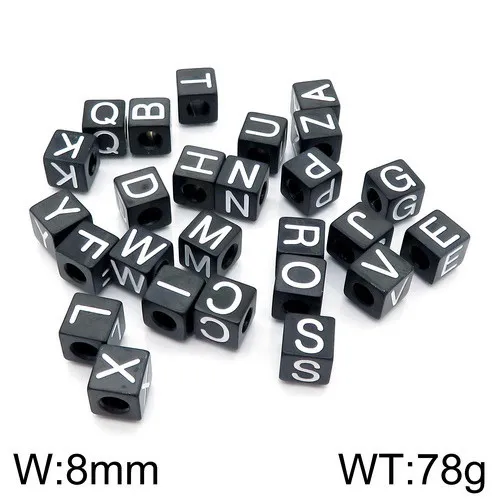 Manufacturer Fashion 26 English Letter Pendant Personalized Stainless Steel Square Bead DIY Bracelet Jewelry Accessories