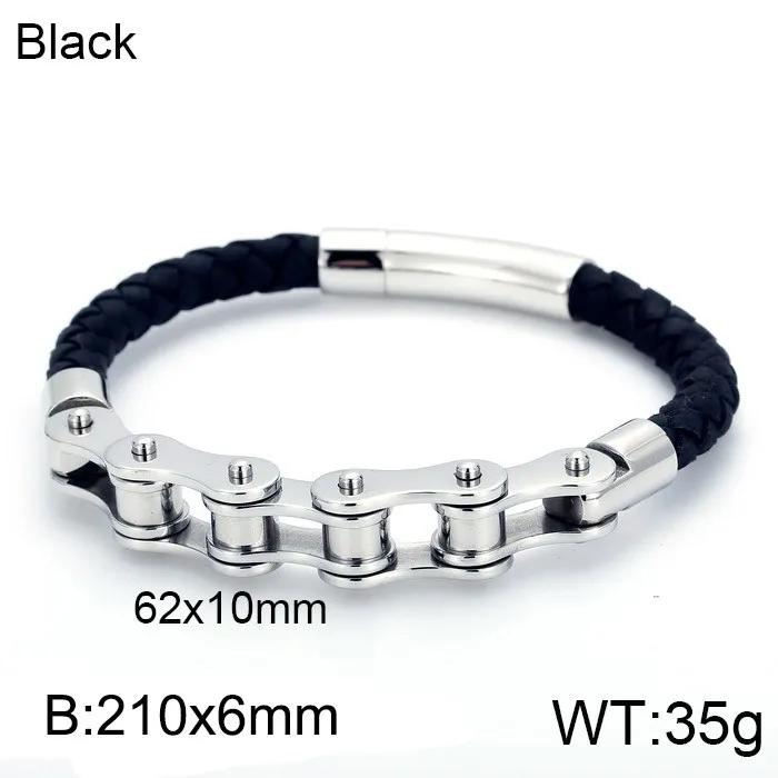 Street Trend Fashion Leather Bracelet Personalized Stainless Steel Bicycle Chain Bracelet