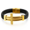 European and American Fashion Punk Cross Men's Stainless Steel Creative Woven Leather Bracelet