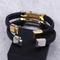 New Stainless Steel Geometric Men's Leather Bracelet Wholesale Personalized Fashion Bracelet