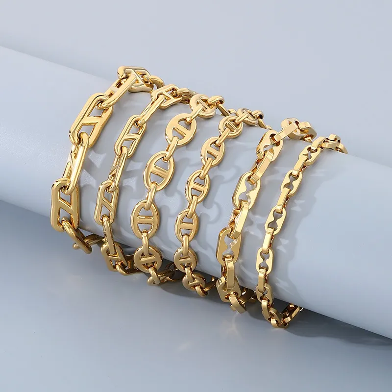 Minimalist Ins Style Stainless Steel Multi Style Pig Nose Chain Unisex Bracelet