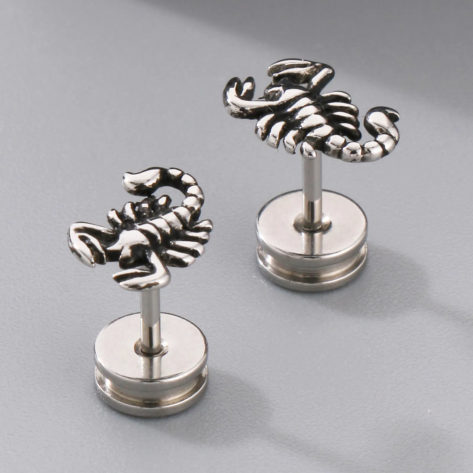 Personalized Stainless Steel Earrings for Men, Scorpion Punk Style Jewelry