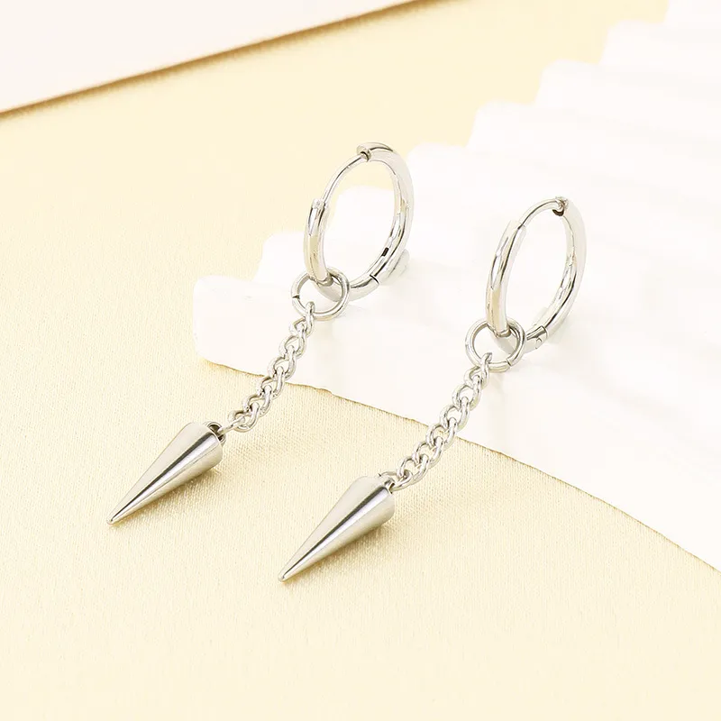 Kalen New Neutral Stainless Steel Chain Cone Pendant Earrings Jewelry Wholesale