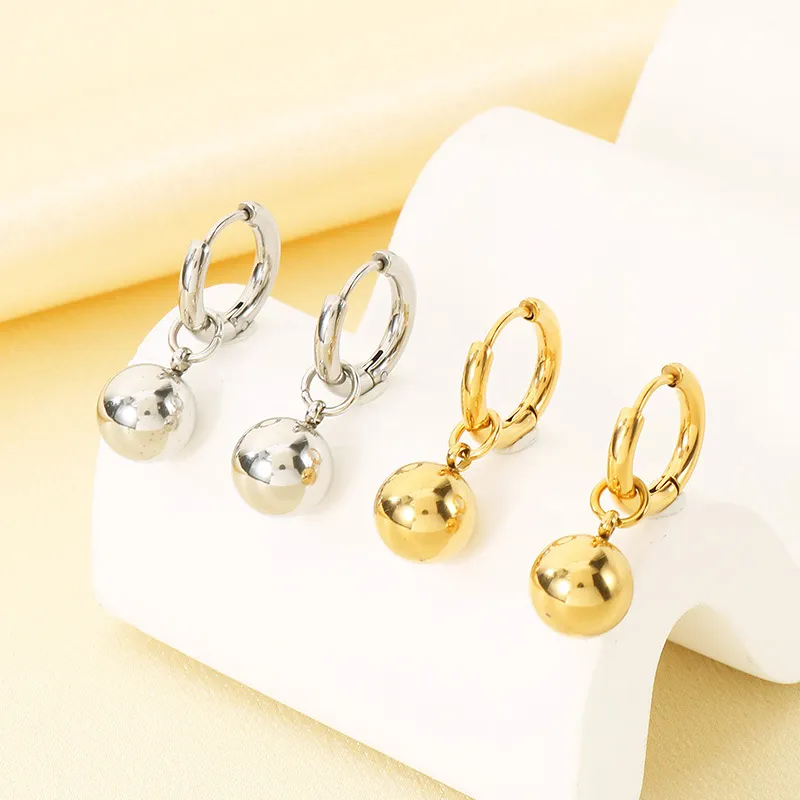 High Quality Stainless Steel Small Round Ball Temperament Women's Earrings Jewelry Wholesale
