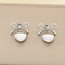 Fashion Earrings 18K Gold-Plated Stainless Steel Ribbon Bow Heart Sweet Temperament Studs Earrings