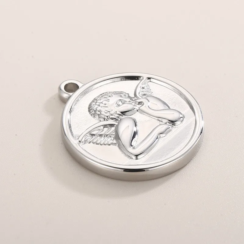 Stainless Steel Cupid Pendant Necklace Pendant Circular Hydraulic Jewelry Accessories
