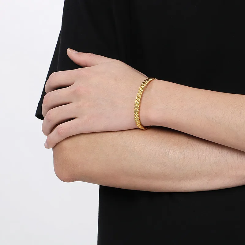 Stainless Steel C-Shaped Open Bangle Fashion Jewelry