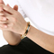 Punk Retro Style Stainless Steel Wire Cable Bent Plate Domineering Men's Bangle