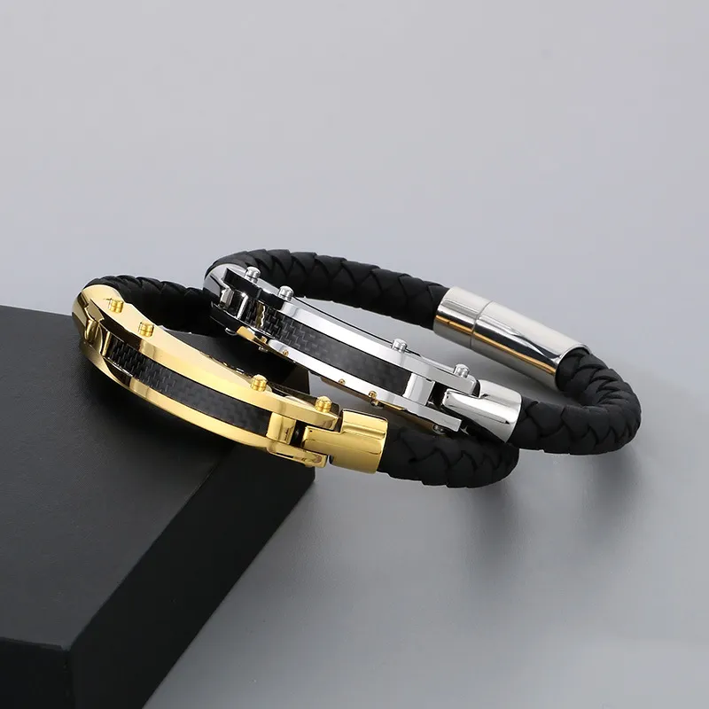 European and American Fashion Personality Stainless Steel Creative Woven Bracelet Men's Leather Bracelet