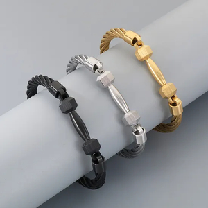 Trendy and Personalized Stainless Steel Creative Barbell Men's Steel Wire Bracelet Jewelry