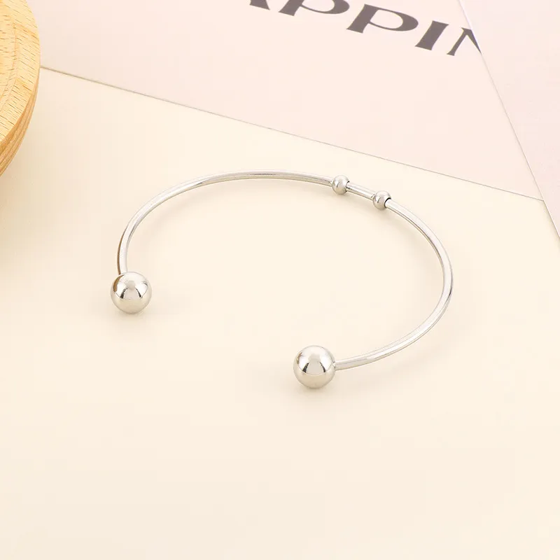 Stainless Steel Open Bangle with Fashionable and Trendy Ins Style Electroplating 18K Gold