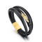 Fashionable Stainless Steel Feather Multi-Layer Woven Leather Men's Bracelet Jewelry