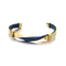 Fashion Stainless Steel Twisted Pattern Diamond Inlaid C-Shaped Open Woven Leather Bracelet Men's Jewelry