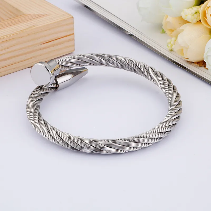 Stainless Steel Nail Shaped Bangle, Personalized Steel Wire Jewelry