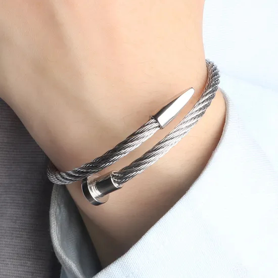Stainless Steel Nail Shaped Bangle, Personalized Steel Wire Jewelry