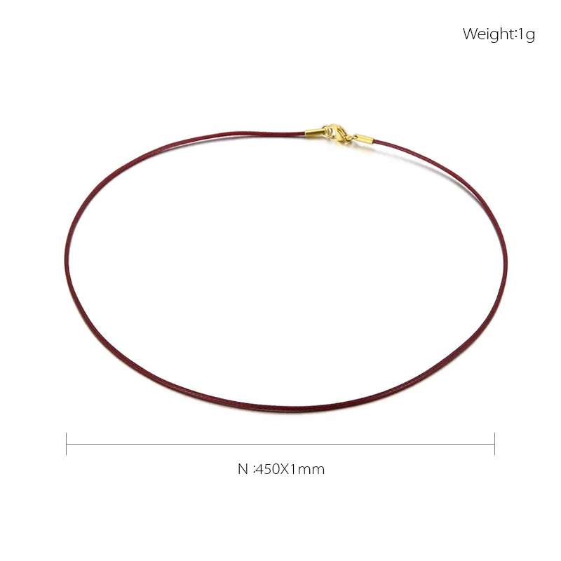Minimalist Men's and Women's Stainless Steel Buckle Wax Rope Necklace 45cm Jewelry