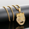 Hip-Hop Full Rhinestones Diamond Crown Lion Head Stainless Steel Men's Pendant