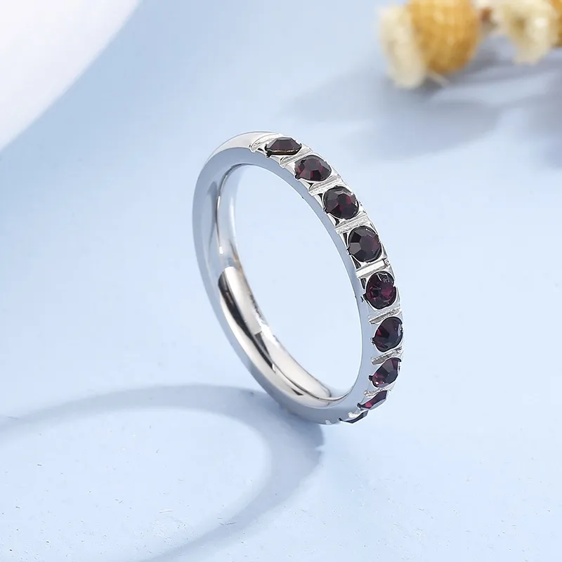 Fashion Colorful Diamond Ring Jewelry Gold Plated Titanium Steel Ring