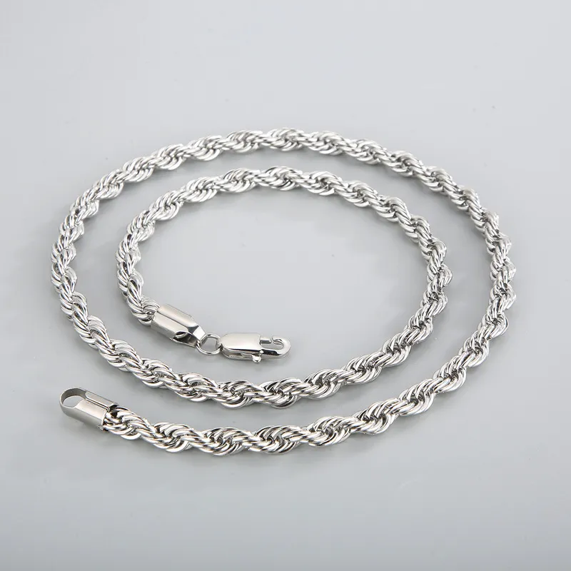 Simple Style Men and Women's Stainless Steel Multi Size Woven Fried Dough Twists Chain Necklace