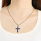 Multi-Colored Diamond-Encrusted Cross Pendant Stainless Steel Tennis Chain Jewelry