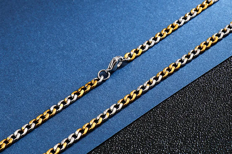 Factory Direct Sales of Minimalist Beveled Chain Hip-Hop Necklaces Stainless Steel Nk Chain Wholesale
