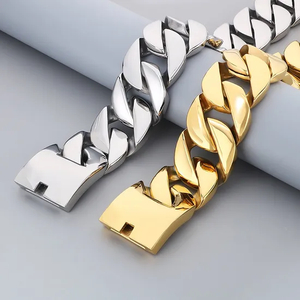 European and American Widened Ultra-Cool 43mm Cuban Chain High-Quality Glossy Necklace for Men and Women