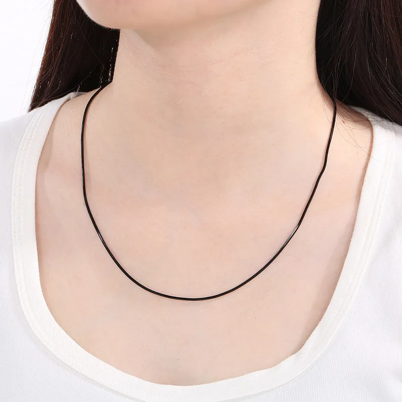 a Niche Design Slim Snake-Shaped Stainless Steel 18K Gold Vacuum-Plated Necklace