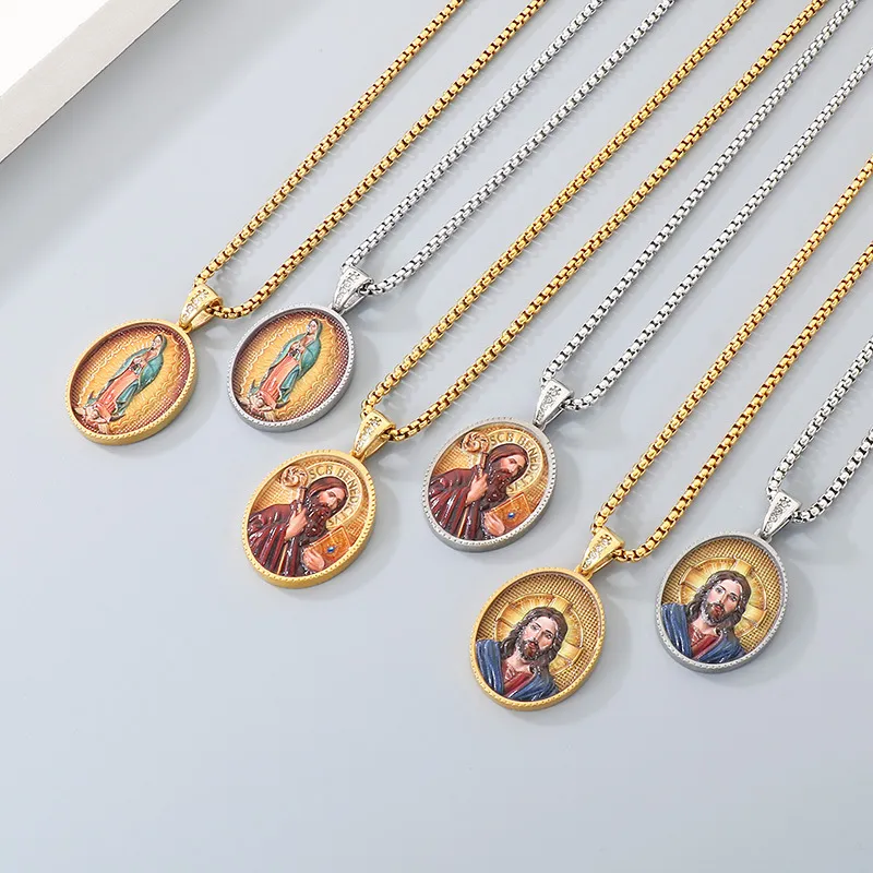 Kalen's New Fashionable Stainless Steel Oval Retro Portrait Men's Pendant Jewelry Wholesale