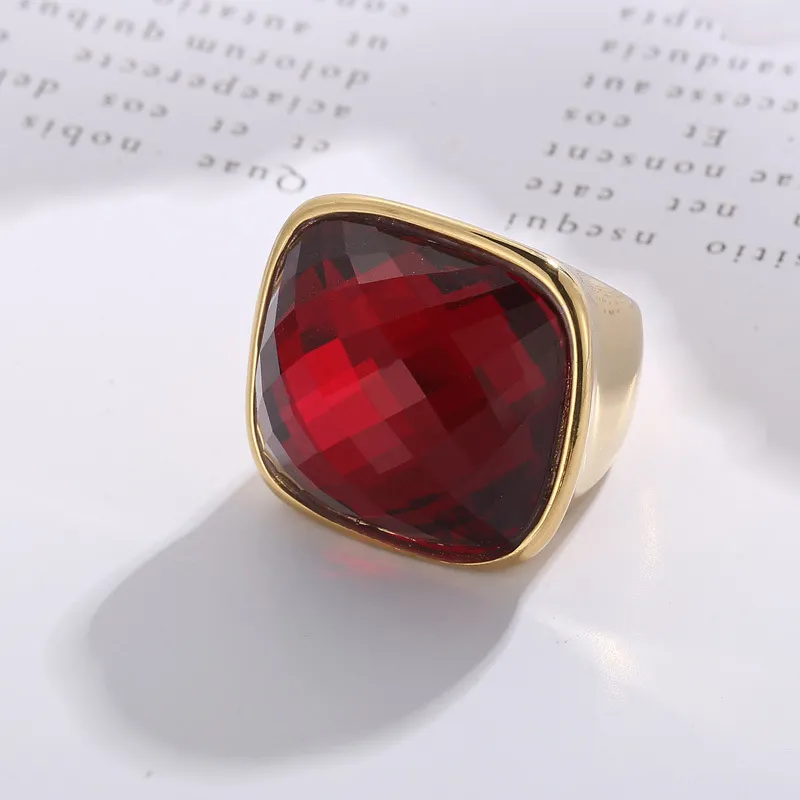 Fashion Jewelry Crystal Glass Stainless Steel Rings Multi-Color Vintage Finger Rings Wholesale