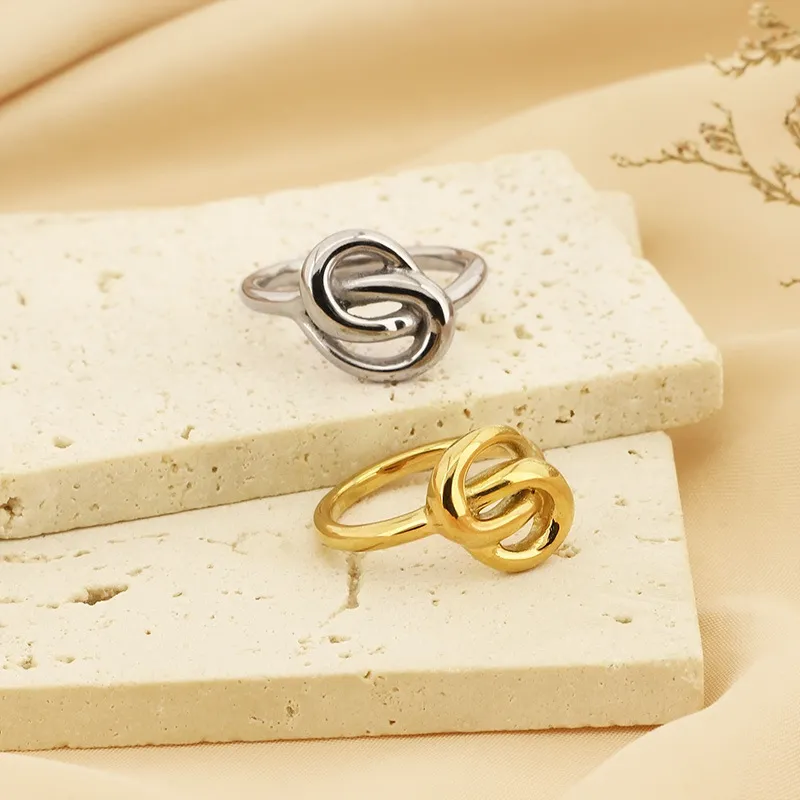 Personality Line Exaggerated Ring Knot Twist Bamboo Joint Stainless Steel Snake-Shaped Ring