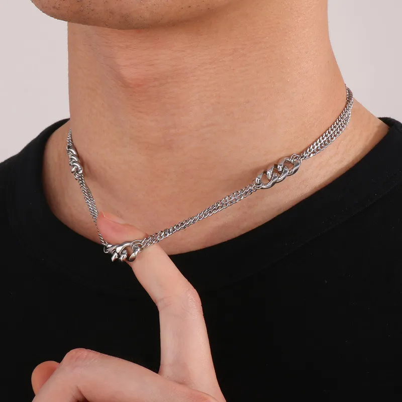 Trendy Men's Jewelry Stainless Steel Creative Multi-Layer Cuban Chain Temperament Necklace