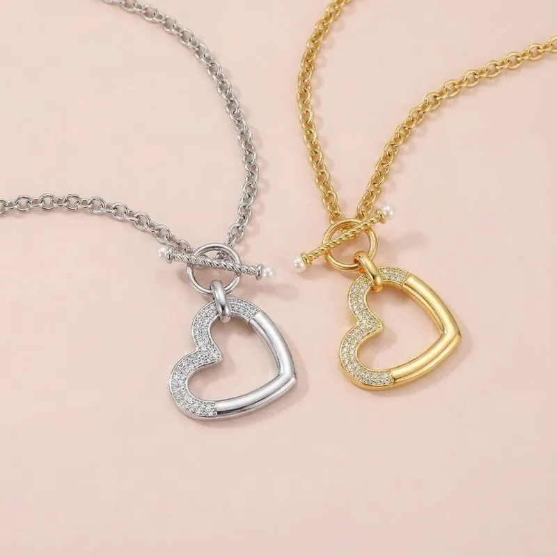 Fashion Jewelry Set Personalized Hollow Heart Pendant Stainless Steel Necklace Women Wholesale