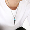 Trendy Axe Devil's Eye Pendant, Ethnic Style Retro Blue Turquoise Feather Pendant, Stainless Steel Men's Accessory