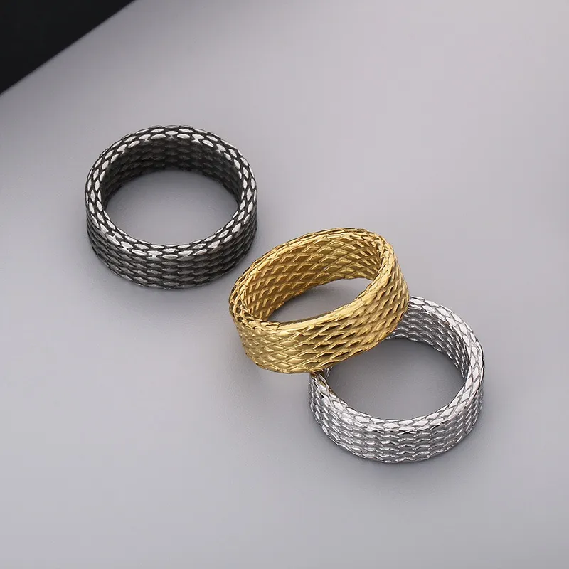 Men's Stainless Steel Jewelry Diamond Patterned Ring Suitable for Daily Wear