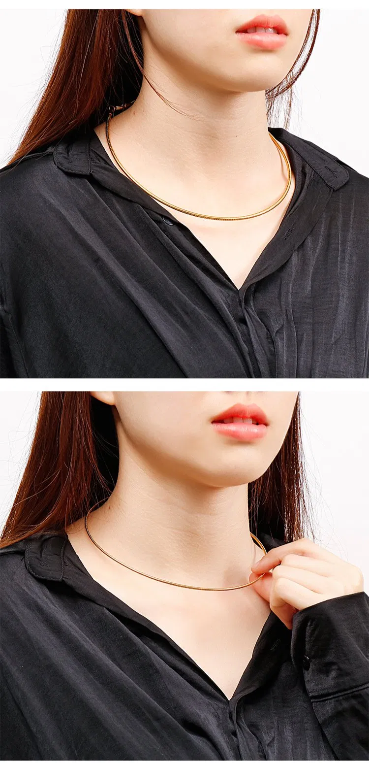 European American Collar Round Stainless Steel Necklace 18K Gold Women's Jewelry Wholesale