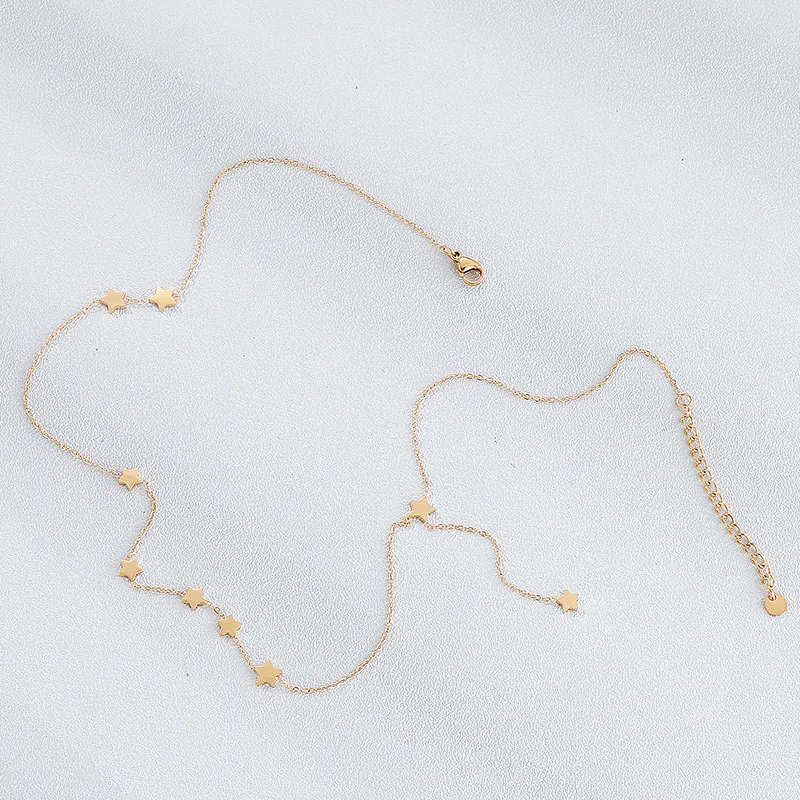 Trendy Stainless Steel Star Choker Necklace with Nine Stars