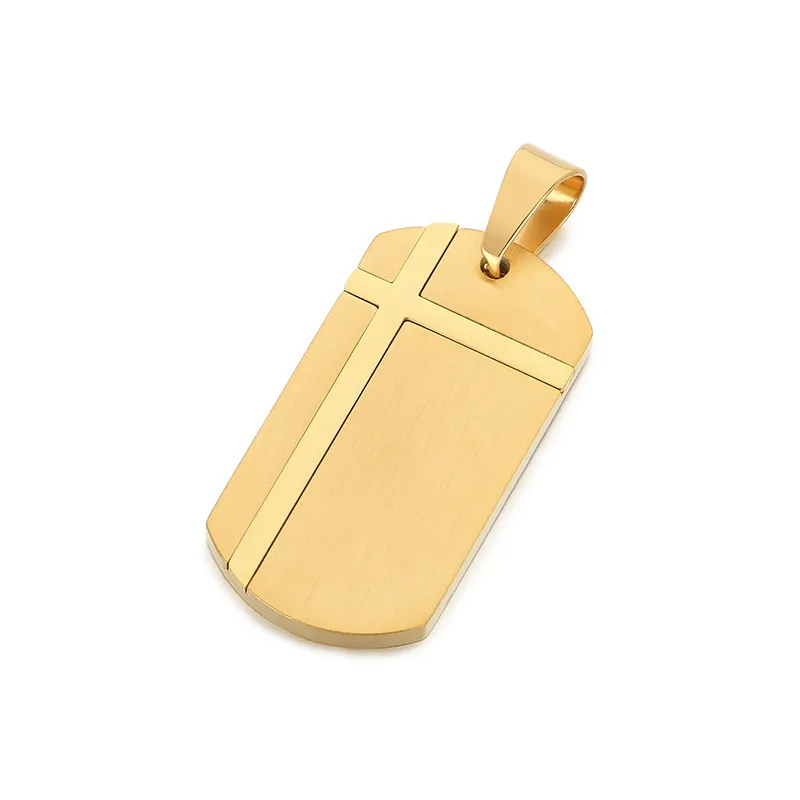 Multiple Optional Stainless Steel Cross Square Men's Wear Simple Crack Military Pendant