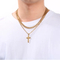 Retro, Simple, Engraved Cross Necklace, Trendy and Fashionable Nk Chain Double-Layer Stacked Stainless Steel Men's Pendant Necklace