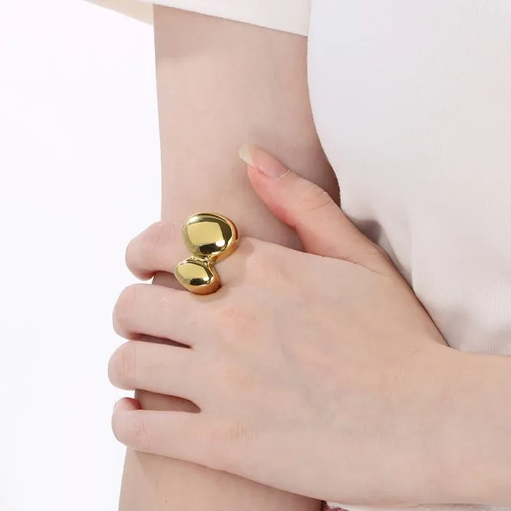 Trendy Irregular Flat Stainless Steel Ring for Hip-Hop Style